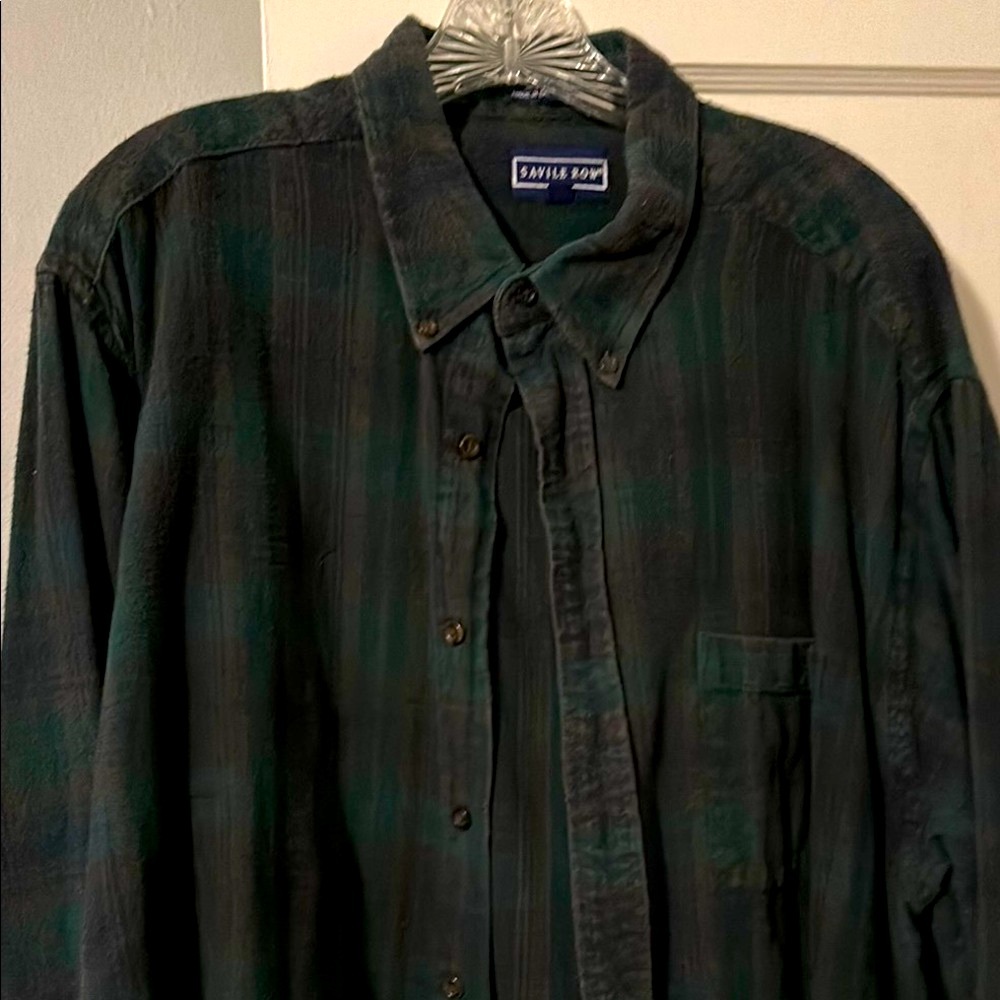 Savile Row Flannel Plaid Buttondown, Size XXL